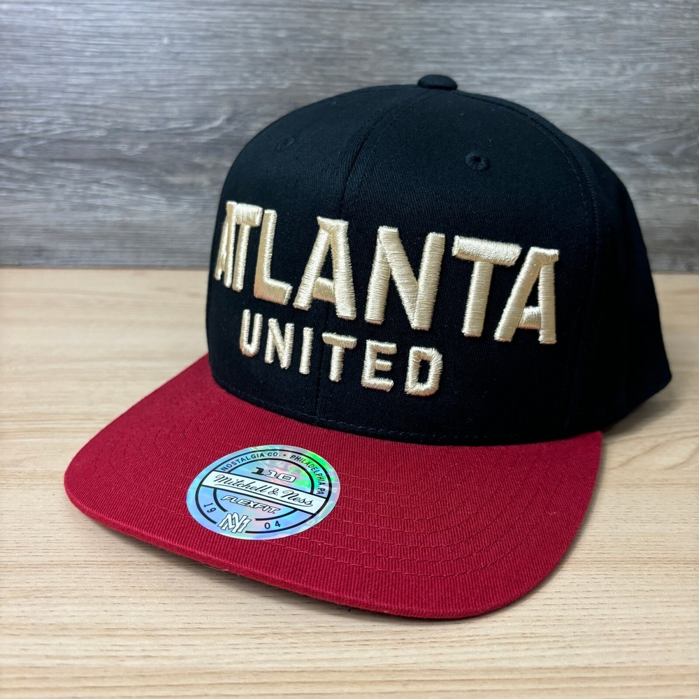 Atlanta United FC Hat Cap Snapback Black Red Soccer MLS‎ Mitchell & Ness NWT